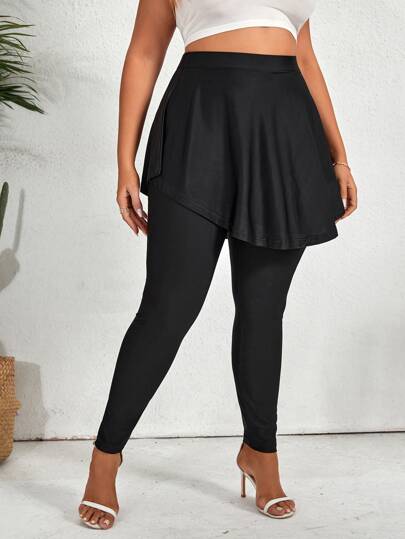 Plus Peplum Waist 2 In 1 Leggings