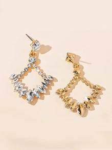 Hoa tai thả trang trí rhinestone - Bạc - Xem 2