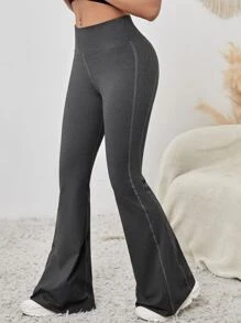 Yoga Basic Quần Thể thao Nữ màu trơn - Màu xám đen - Xem 1