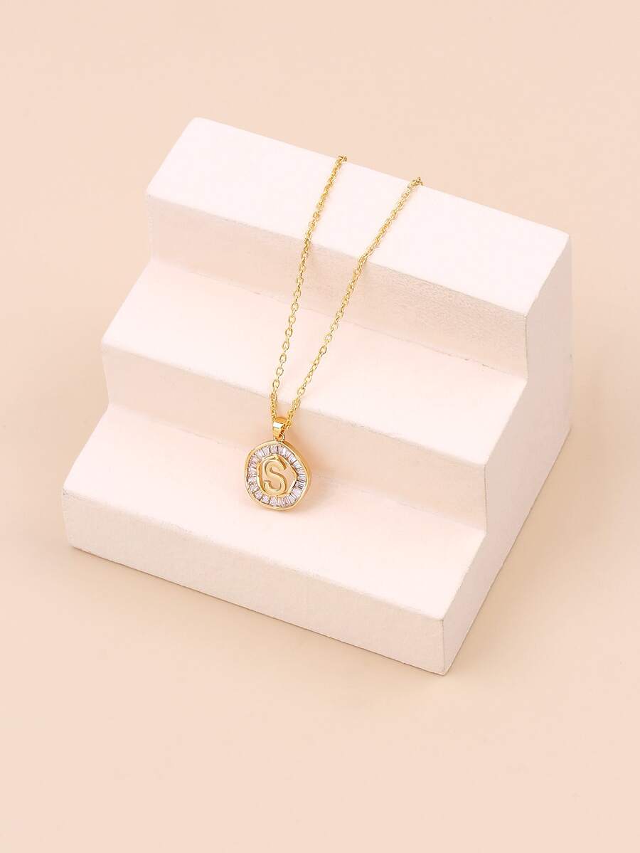 Dây chuyền Khối Zirconia  Trang trí Treo trang trí chữ cái - Vàng - Xem 1