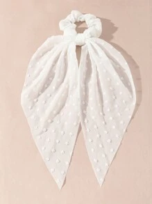 1条女士简约优雅白色丝带发圈，适合日常、节日和休闲场合佩戴，可作头饰、发绳、马尾辫发圈、美发家居饰品。 - 白色 - 查看 1