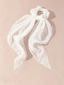 1条女士简约优雅白色丝带发圈，适合日常、节日和休闲场合佩戴，可作头饰、发绳、马尾辫发圈、美发家居饰品。 - 白色 - 查看 2