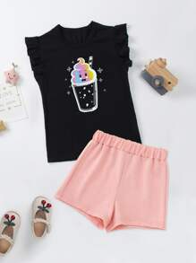 Bộ thời trang bé gái Xù Hoạt hình Giải trí - Nhiều màu - Xem 1