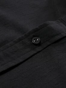 Manfinity Homme Men Mock Neck Button Up Shirt - Black - View 5