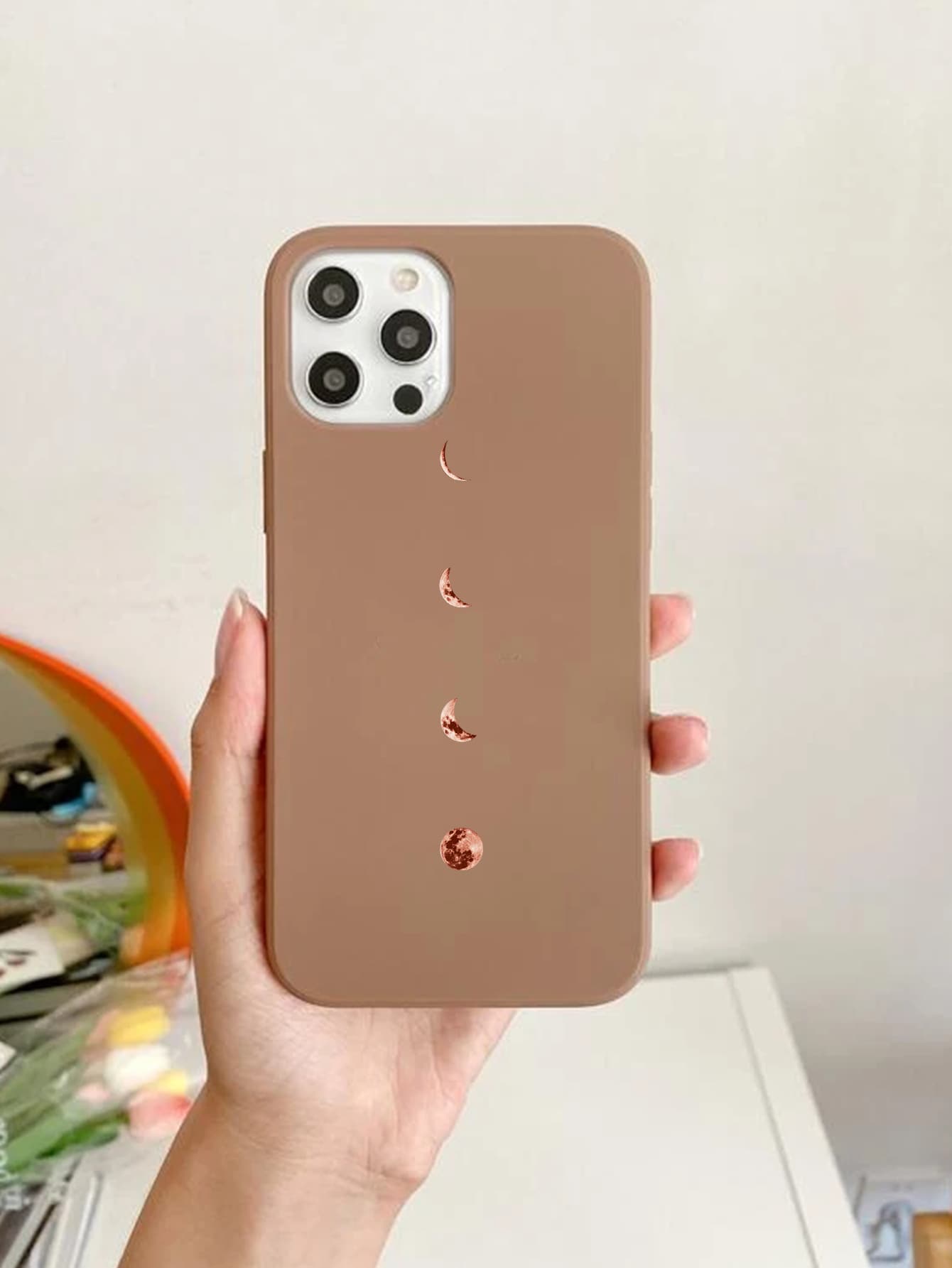 Moon Print Phone Case - Brown - View 1