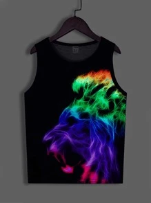 SHEIN Tanks Bé Trai Thú vật Ombre Giải trí - màu đen - Xem 1