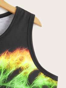 SHEIN Tanks Bé Trai Thú vật Ombre Giải trí - màu đen - Xem 4