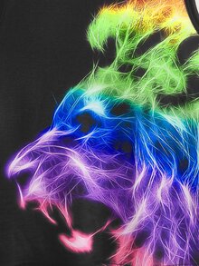 SHEIN Tanks Bé Trai Thú vật Ombre Giải trí - màu đen - Xem 5