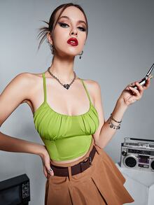 SHEIN ICON Top de tirantes corto unicolor con cordón