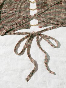 SHEIN WYWH Áo dệt kim nữ Lộ Lưng Chuỗi Hội Chữ thập Ren lên Buộc lại màu trơn Gợi cảm - Nhiều màu - Xem 4