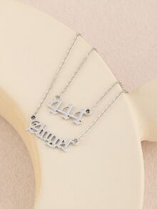 2 cái Số & Chữ Charm Vòng cổ - Bạc - Xem 3