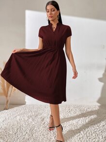 SHEIN Unity Đầm Xếp li màu trơn Giải trí - Màu Tím - Xem 5