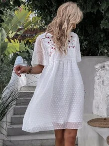 Đầm Nghề thêu Hoa Boho - trắng - Xem 7
