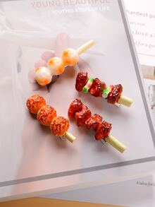 4pcs Food Decor Alligator Hair Clip - Multicolor - View 2