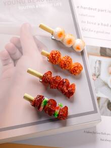 4pcs Food Decor Alligator Hair Clip - Multicolor - View 4