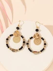 串珠圓形裝飾耳墜 - 彩色 - 查看 2