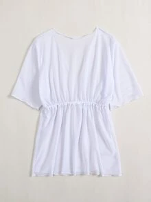 Girls Chiffon Tie Front Kimono - White - View 2
