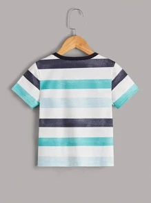 SHEIN Camiseta Rayada Con Bolsillo Delantero Para Jóvenes - Multicolor - Ver 2