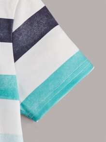 SHEIN Camiseta Rayada Con Bolsillo Delantero Para Jóvenes - Multicolor - Ver 4