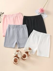 SHEIN Toddler Girls 4pcs Solid Cycling Shorts - Multicolor - View 1