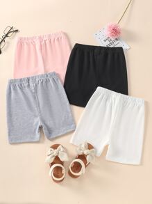 SHEIN Toddler Girls 4pcs Solid Cycling Shorts - Multicolor - View 2
