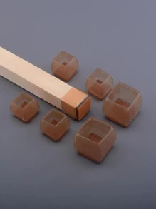 4入組棕色可重複使用方形矽膠椅腳套 - 咖啡棕 - 查看 1