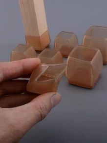 4入組棕色可重複使用方形矽膠椅腳套 - 咖啡棕 - 查看 6