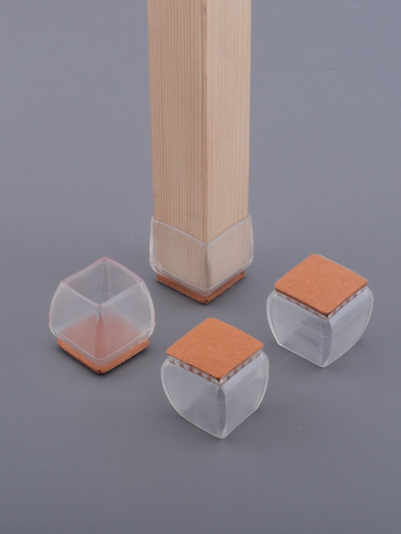 4pcs Silicone Chair Foot Protector, Clear Square Table Leg Cover Protect Furniture Wood Floors From Scratching And Reduce Noise