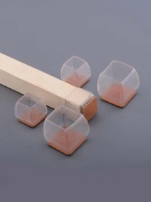 4pcs Silicone Chair Foot Protector, Clear Square Table Leg Cover Protect Furniture Wood Floors From Scratching And Reduce Noise