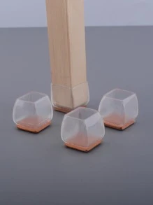 4pcs Silicone Chair Foot Protector, Clear Square Table Leg Cover Protect Furniture Wood Floors From Scratching And Reduce Noise