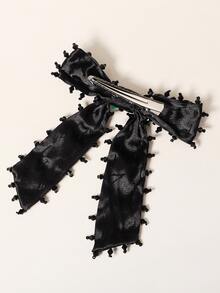 Kẹp tóc trang trí bằng pha lê & nơ - màu đen - Xem 2