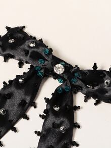 Kẹp tóc trang trí bằng pha lê & nơ - màu đen - Xem 4