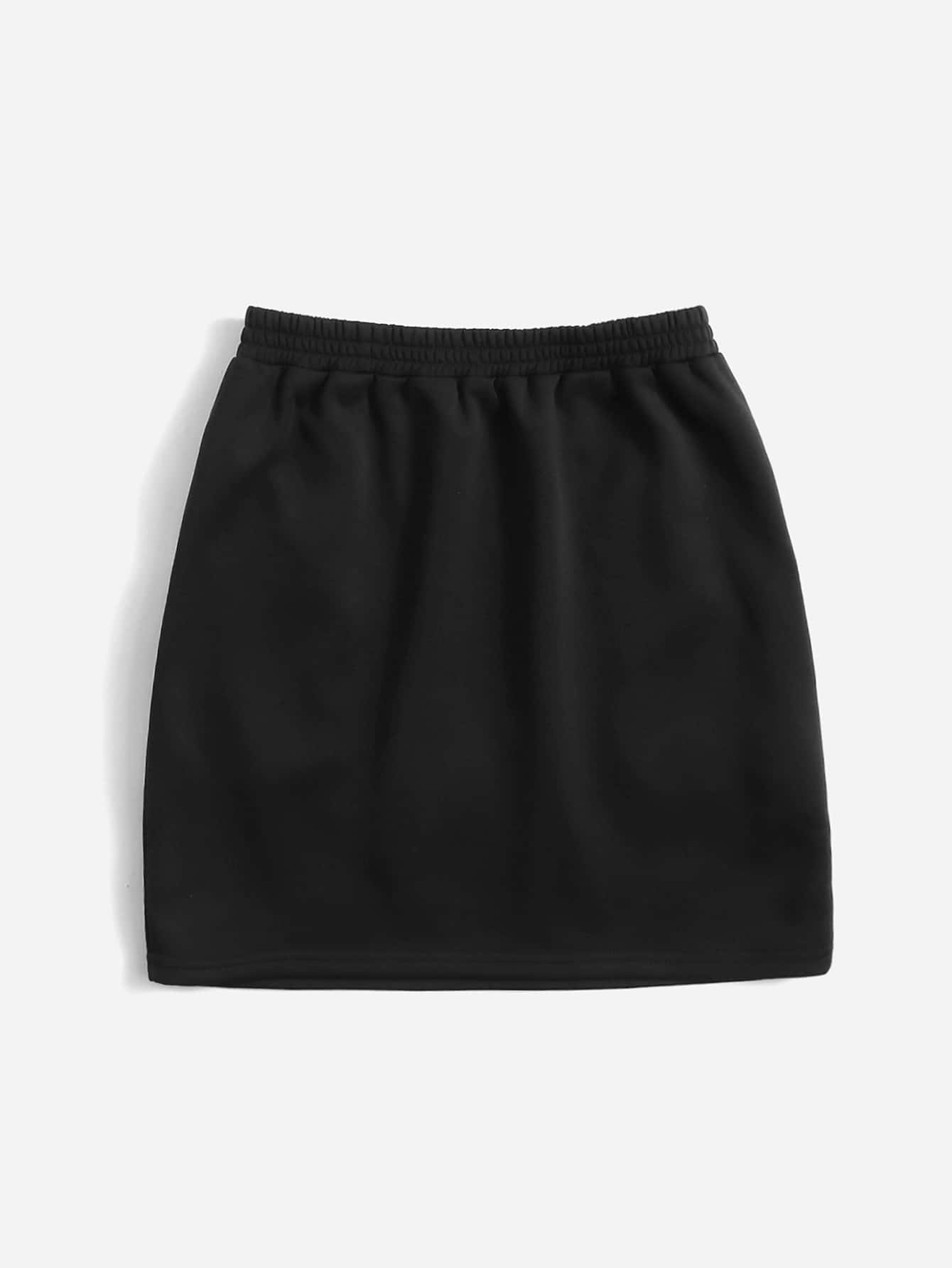 Knot Front Elastic Waist Skirt