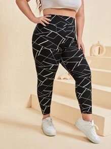 SHEIN LUNE Quần lót kích thước lớn Hình học Giải trí - màu đen - Xem 3