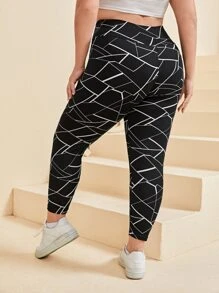 SHEIN LUNE Quần lót kích thước lớn Hình học Giải trí - màu đen - Xem 1