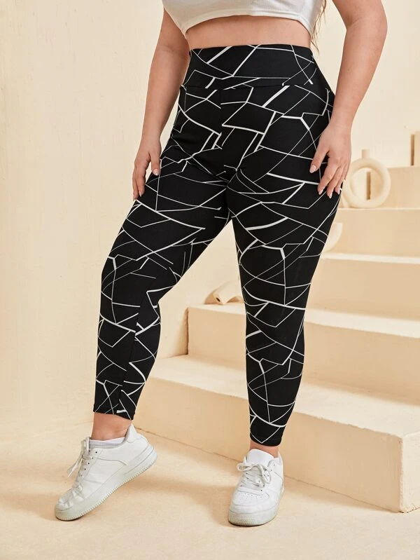 Leggings Deportivos Con Dobladillo Recortado De Talla Grande Leggings Deportivos Con Dobladillo Recortado De Talla Grande