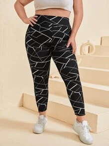 SHEIN LUNE Quần lót kích thước lớn Hình học Giải trí - màu đen - Xem 4