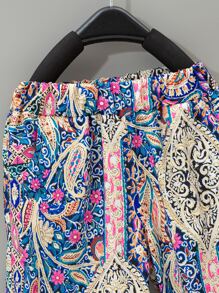 SHEIN 小女童花和佩斯利圖案長褲