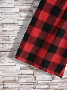 Manfinity 男士大格紋補丁貼口袋抽繩連帽襯衫和短褲 - 彩色 - 查看 4