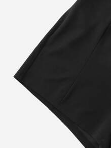 SHEIN Essnce Plus Solid Notched Detail Shorts - Black - View 5