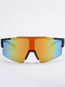 POLASUP 1pc Cycling Outdoor Sports Goggles With Free Lanyard And Glasses Case Gift Set, Available In Black, White, Blue, Purple, Red, Pink For Men And Women. All Season Steampunk Punk Portable Y2K Vintage Classic Fashion Stylish Retro Large Frame Square Travel Driving Fishing Camping Cycling Hiking Running Glasses With Protection. - Multicolor - View 3