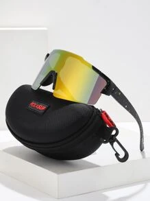 POLASUP 1pc Cycling Outdoor Sports Goggles With Free Lanyard And Glasses Case Gift Set, Available In Black, White, Blue, Purple, Red, Pink For Men And Women. All Season Steampunk Punk Portable Y2K Vintage Classic Fashion Stylish Retro Large Frame Square Travel Driving Fishing Camping Cycling Hiking Running Glasses With Protection. - Multicolor - View 2