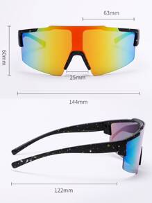 POLASUP 1pc Cycling Outdoor Sports Goggles With Free Lanyard And Glasses Case Gift Set, Available In Black, White, Blue, Purple, Red, Pink For Men And Women. All Season Steampunk Punk Portable Y2K Vintage Classic Fashion Stylish Retro Large Frame Square Travel Driving Fishing Camping Cycling Hiking Running Glasses With Protection. - Multicolor - View 4