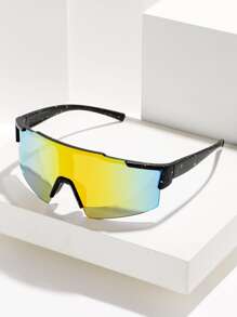 POLASUP 1pc Cycling Outdoor Sports Goggles With Free Lanyard And Glasses Case Gift Set, Available In Black, White, Blue, Purple, Red, Pink For Men And Women. All Season Steampunk Punk Portable Y2K Vintage Classic Fashion Stylish Retro Large Frame Square Travel Driving Fishing Camping Cycling Hiking Running Glasses With Protection. - Multicolor - View 6