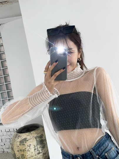 DAZY シール ネック キーホールバック シアー トップス キャミトップなし