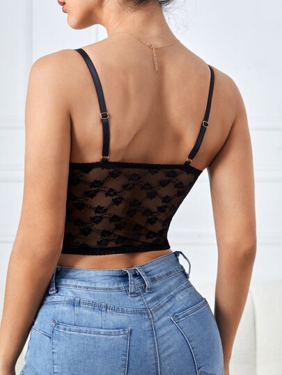 Soutien-gorge en dentelle floral avec décoration en forme de nœud, lingerie