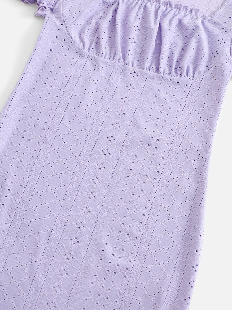 Soleia Square Neck Schiffy Dress - Lilac Purple - View 4