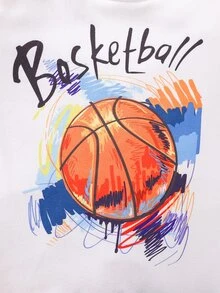 嬰兒籃球和字母圖案紮染T恤和側接縫短褲 - 彩色 - 查看 4