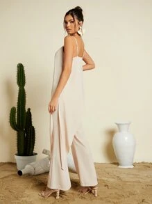 Travachic Asymmetrical Hem Cami Top & Wide Leg Pants - Beige - View 2
