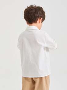 SHEIN 小男童捲邊袖襯衫